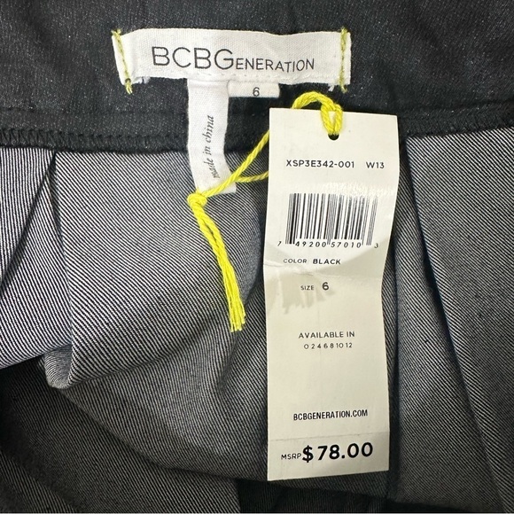 BCBGeneration Pleated Waxed Denim Mini Skirt Black - Picture 3 of 5